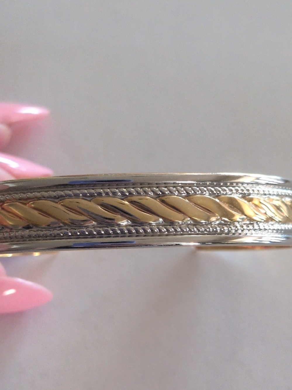 Two-Tone Twisted Bangle Bracelet - Gold & Silver